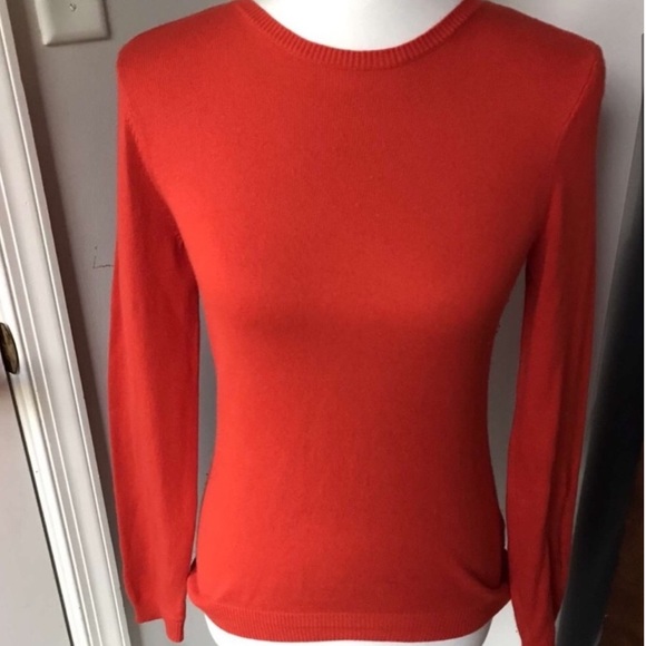 Ralph Lauren Silk Cashmere Orange Crew Neck Sweater Size S Excellent Condition - Picture 2 of 8